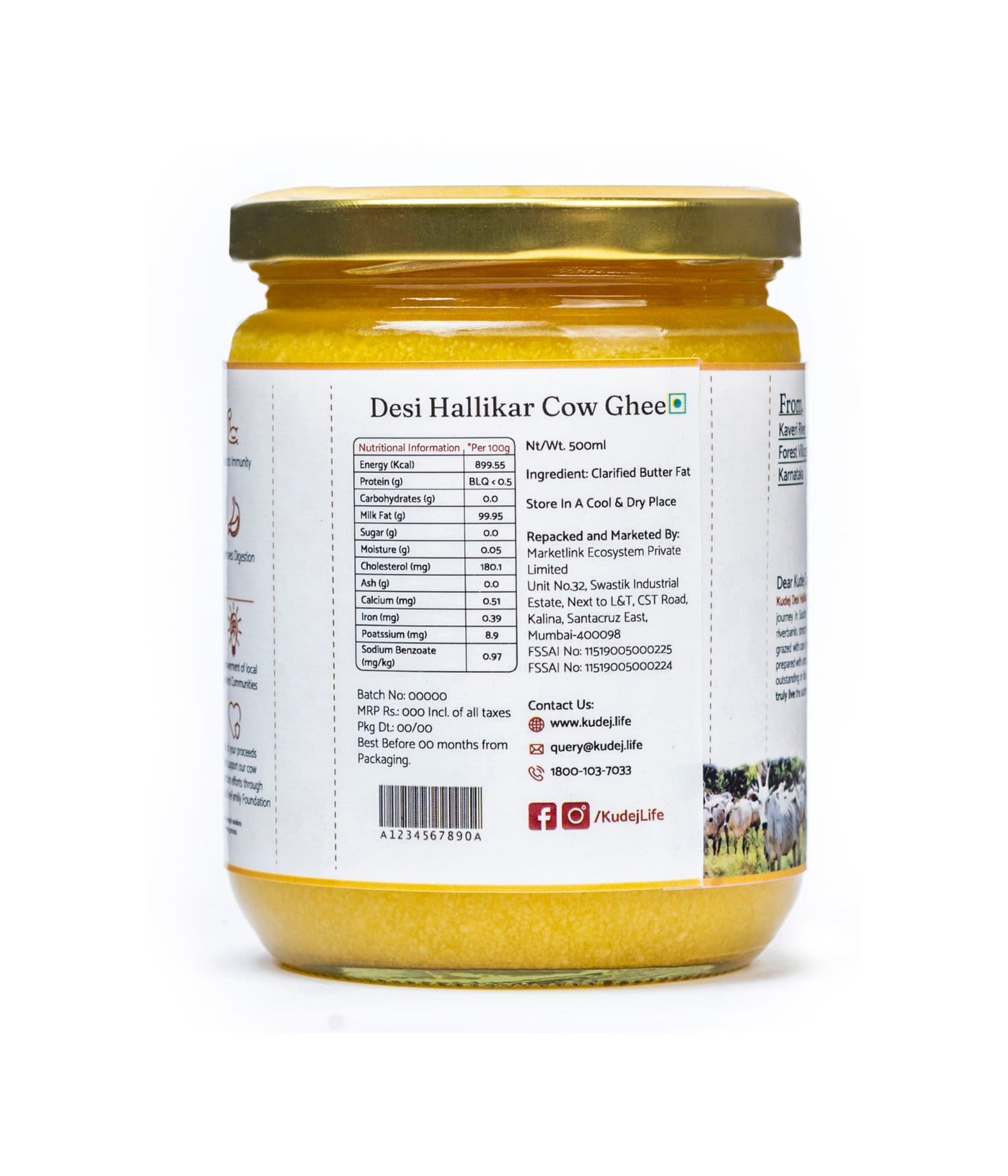 Kudej Desi Hallikar Cow A2 Ghee